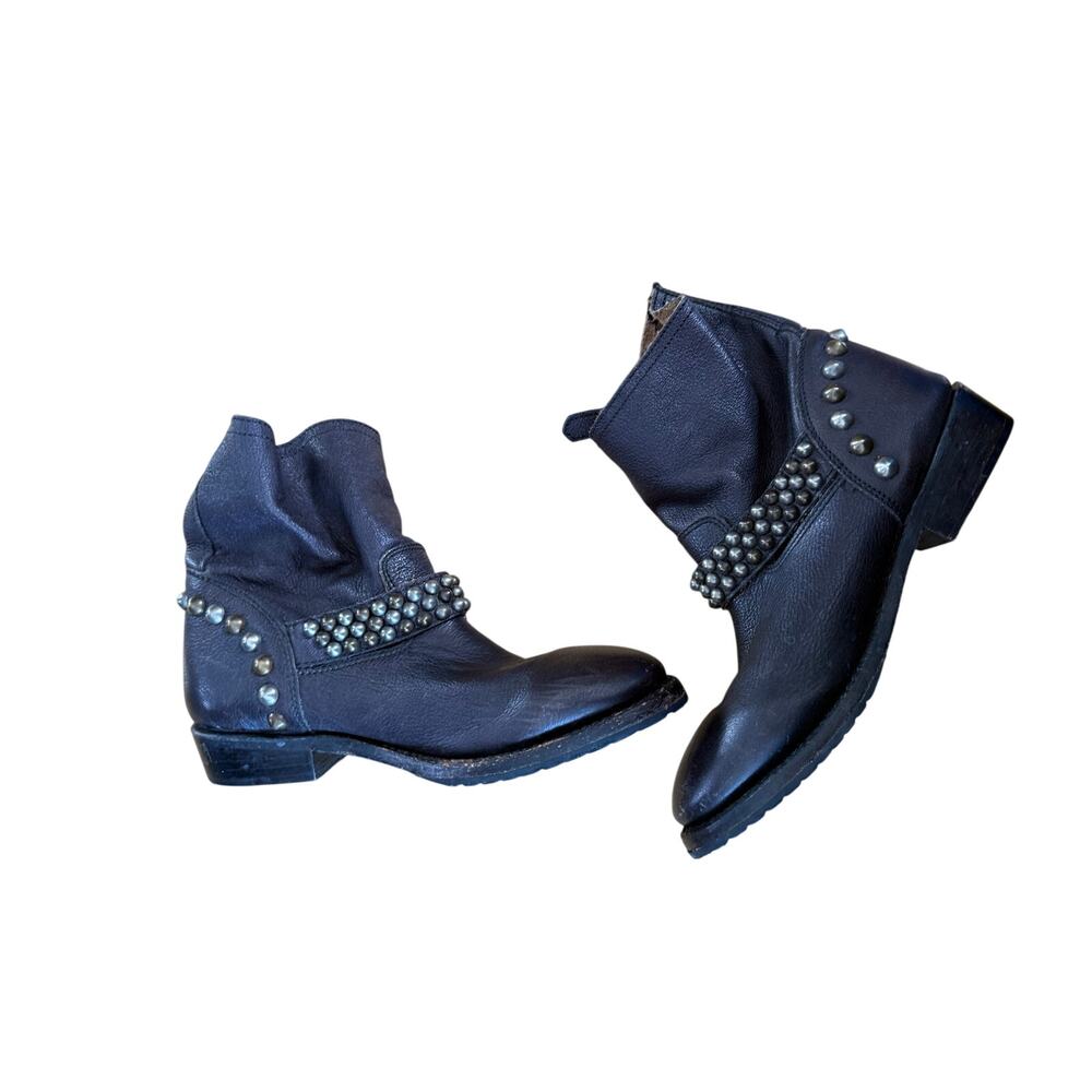 ASH black studded‎ leather moto booties